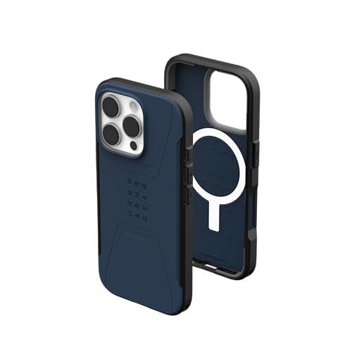 URBAN ARMOR GEAR UAG Coque de protection Civilian mince, robuste, élégante, anti-chocs et antidérapante de qualité militaire pour iPhone 16 Pro 6,3", compatible avec le chargement MagSafe, bleu