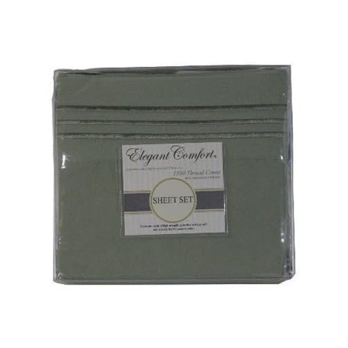 Elegant Comfort 1500 Premier - Wrinkle Resistant - Hotel Quality Ultra Soft Luxurious 4 pcs Bed Sheet Set, Deep Pocket Up to 16" - Many Size and Colors, King, Green