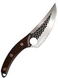 Handgefertigte Küchenmesser, Japanisch Kochmesser zum Schneiden, Ausbeinen, Hacken, Outdoor Messer mit hohem Kohlenstoffstahl & Lederscheide für Haus, Camping, BBQ, Geschenk-Box-Messer-Set