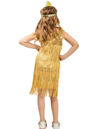SEAUR Girls Fringe Latin Dance Dress with Sequin Headband Crew Neck Sleeveless Perform Costume Set Vintage Party Outfit3