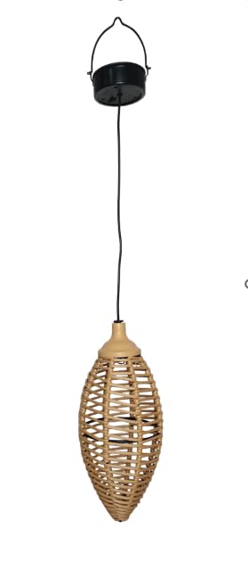 Gadgy Lampy solarne rattanowe do użytku na zewnątrz – zestaw 2 lamp wiszących LED z rattanu – dekoracyjne oświetlenie ogrodowe na taras i balkon – odporne na warunki atmosferyczne solarne lampy