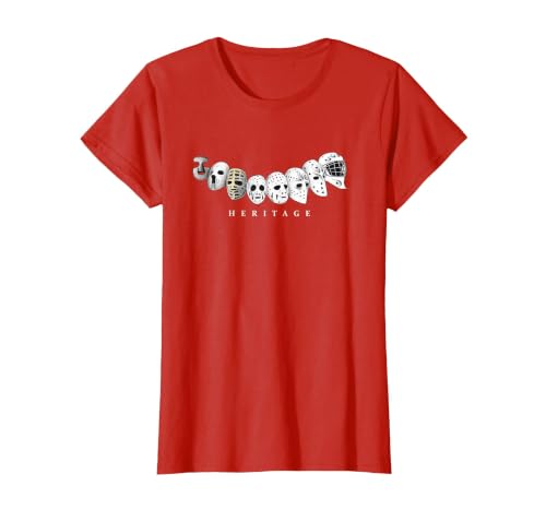 Ice Hockey Goalie Evolution Vintage to Modern Masks T-Shirt, Women, Red, Small