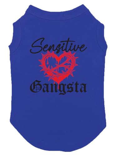 Sensitive Gangsta - Reality TV Heart & Thorns Dog Shirt (Royal Blue, Medium)