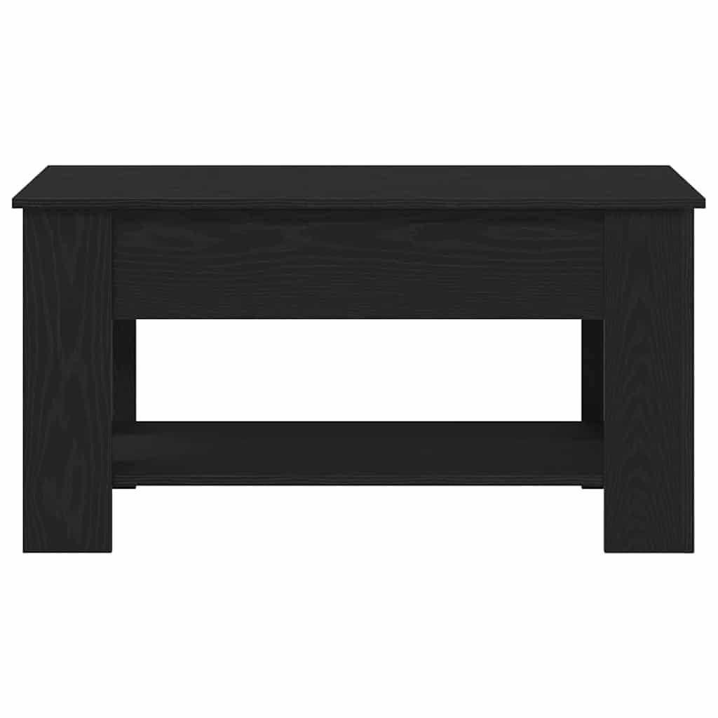 Mesa de centro de roble negro 101 × 49 × 52 cm, estantería, madera, patas ajustables en altura, moderna, salón, dormitorio y oficina