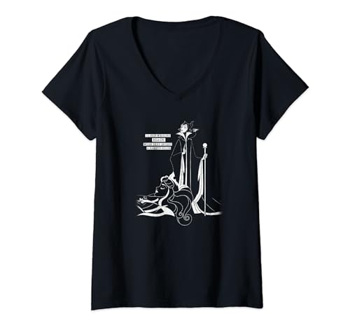 T-Shirt Disney Sleeping Beauty Maleficent col en V plus sombre que le mal pour femme chic