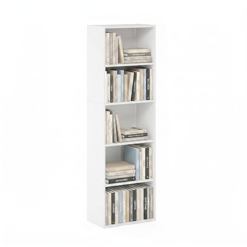 Furinno PASIR Book Shelf, 5-Tier Modern Bookshelf, Open Shelves Bookcase 9 x 12 x 52, Easy Assembly...