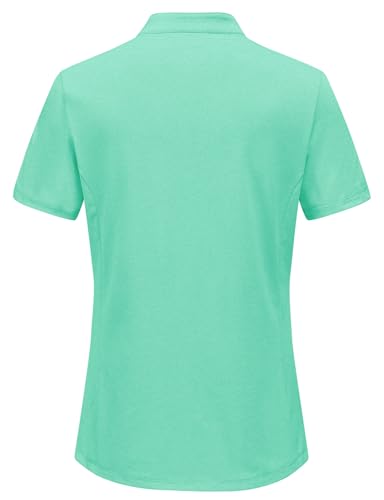 Image of BGOWATU Women's Golf Polo Shirts Short Sleeve Collarless Y-Neck Tennis Tops Quick Dry UPF 50+ Workout Shirt Lightweight