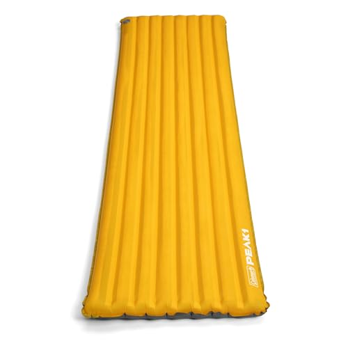 Coleman PEAK1 Sleeping Camp Pad with Integrated Valve System and Carry Bag for great for Backpacking, Hiking, and Rugged Car Camping, Marigold