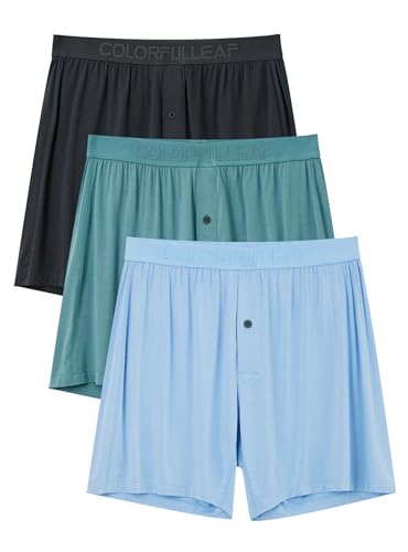 COLORFULLEAF Men's Bamboo Rayon Boxers Boxer Shorts Soft Relaxed Summer Sleepwear Shorts Underwear