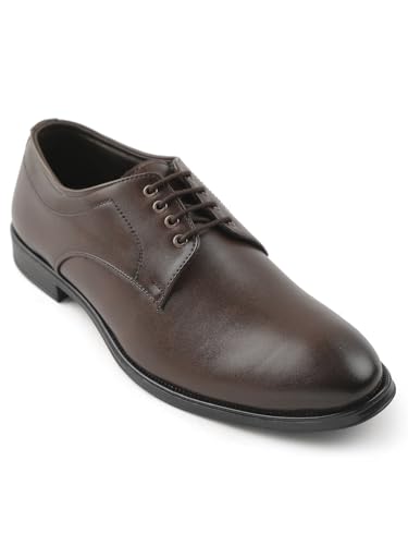 Image of Liberty Fortune HML-11E Men's Formal Derby Shoes - Black, Brown - Synthetic Leather Lace-Up with Cushioned Footbed - Stylish Office Footwear - Comfortable and Lightweight