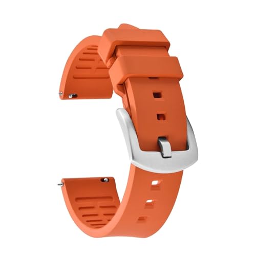FKM Rubber Watch Strap Diving Sports Quick Release Bracelet Compatible With Tissot/Seiko/OmegaWatch Band(Oange-Silver Buckle,23m