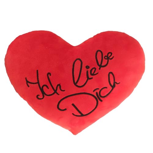 kg-Hamburg Cœur en peluche avec inscription « Ich liebe Dich », env. 25 cm de large.