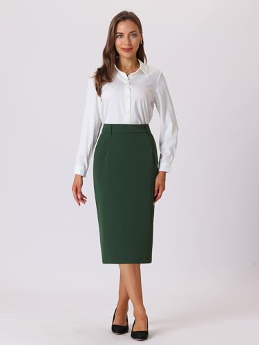 Women's Pencil Skirt High Waist Split Back Work Midi Skirts2