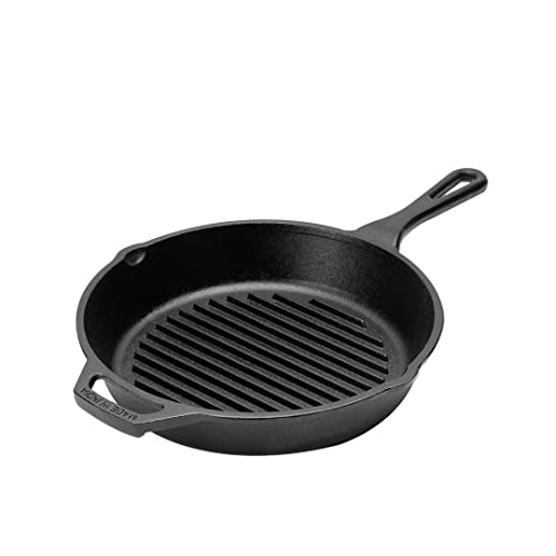 Pigeon Long Lasting Cast Iron Grill Pan, Naturally Non-Stick, Even Heat Distribution and Retains Heat for Long That Compatible with All Heating Source – Black