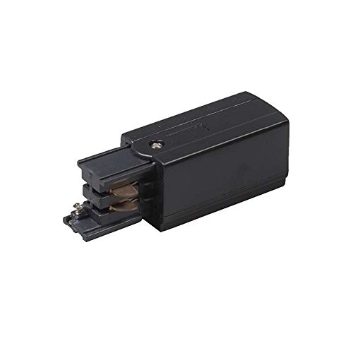 QAZQA - Modern Stromzufuhr für 3-Phasen-Schiene rechts schwarz - 3-phasig - Kunststoff Rechteckig - LED geeignet