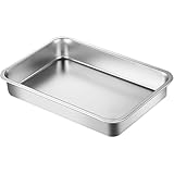 ステンレス製 蓋付き平底面四角形盆 厚手長方形皿 深型蒸し米トレイ ビュッフェ・ファーストフード用容器 (40*30) [並行輸入品]