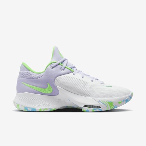Nike Zoom Freak 4 Basketball Shoes (DJ6149-101, White/Black/Stadium Green/Oxygen Purple) Size 8.53