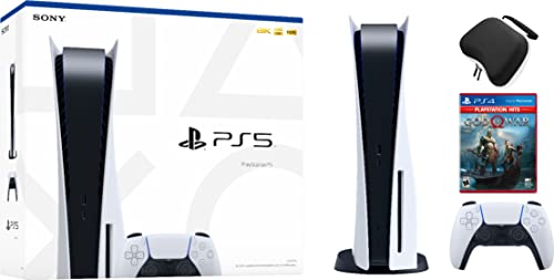 PS5 Disc Gaming Console Bundle: New Disc Version PS5 Console System â€“ Plus: God of War Game, and Dikit PS5 Controller Case â€“ System Bundle, Accessories, PS5 Controller