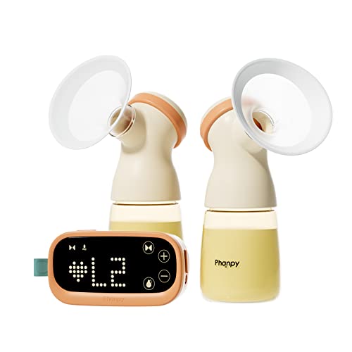 Image of Phanpy Double Electric Breast Pump E-Shine, Anti-Backflow Design, Smart LED Display with Various Emojis and Memory Function, Low Noise, 4 Modes 8 Levels, 20/24/28 mm Flange