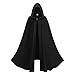 Giftdigger Renaissance Cloak for Men Women,Adult Renaissance Hooded Cape,Medieval Hobbit Cloak,Women Men Victorian Velvet Cape with Necklace,Halloween Short Velvet Capes,Black,M/110