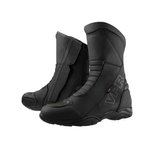 VPR R25 - Botas de cuero para motocicleta, impermeables, cortas para hombre, aprobadas por la CE, soporte de tobillo corto y antideslizantes, botas de motocicleta para turismo, deportes, urbano, para