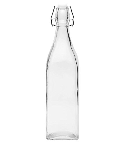 Image of Favola Essentials Square Glass Airtight Water Bottle, 1 Litre, 1 Piece, Clear