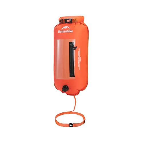 Image of Naturehike 18L Waterproof Dry bags-Roll Top Waterproof Swimming Buoy with Waterproof Phone Compartment, Outdoor Bags Keep Gear Dry for Hiking, Kayaking, Camping, Swimming, Boating（Orange）
