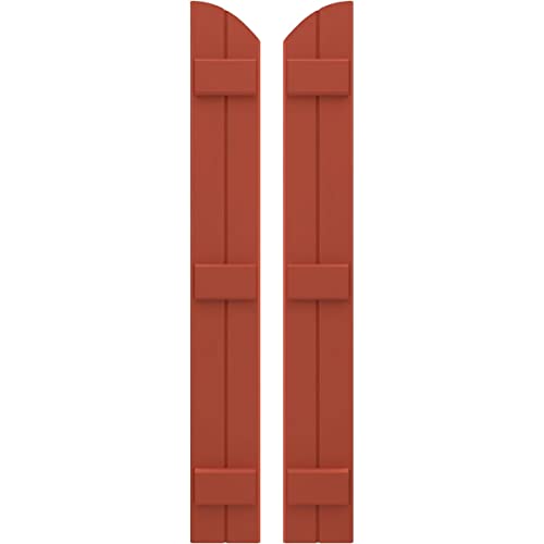 Ekena Millwork ARW401BE207X35CLH Americraft Two 3 Exterior Real Wood Joined Board-n-Batten Shutters w/Elliptical Top (Per Pair), 7"W x 35"H, Colorful Leaves