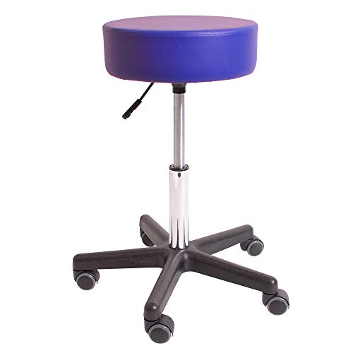 Promafit Fritz Tabouret de Travail avec roulettes en polyuréthane et Assise réglable en Hauteur, Bleu, 35x35 // 51-71 cm Cover