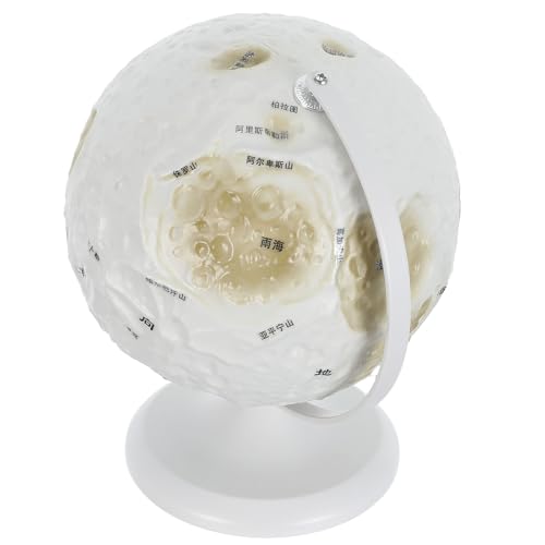 WRITWAA Modelo de Globo Lunar Giratorio de Hierro y Plástico, Decoración Espacial Educativa para Enseñanza de Geografía en Aula y Juguetes Científicos