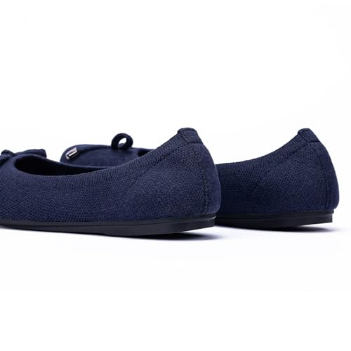 Image of Frank Mully Women's Ballet Flat Shoes Knit Dress Shoes Round Toe Slip On Ballerina Flats for Woman Low Wedge Comfort Soft