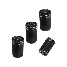 Ziciner 4 PCS Tire Valve Stem Cap Covers, Carbon Fibre Auto Rim Wheel Stem Air Cap Cover Screws, Universal Car Exterior Accessories for Vehicles, Motorcycles, Bikes Carbon Fibre, Black