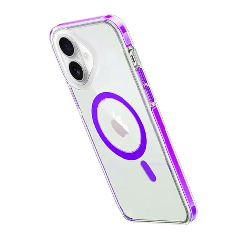 Image of amazon basics Mobile Cover for Apple iPhone 16 | Compatible with MagSafe | Magnetic Case with Built-in Magnets | Slim PC & TPU Cover for Apple iPhone 16 (Purple)