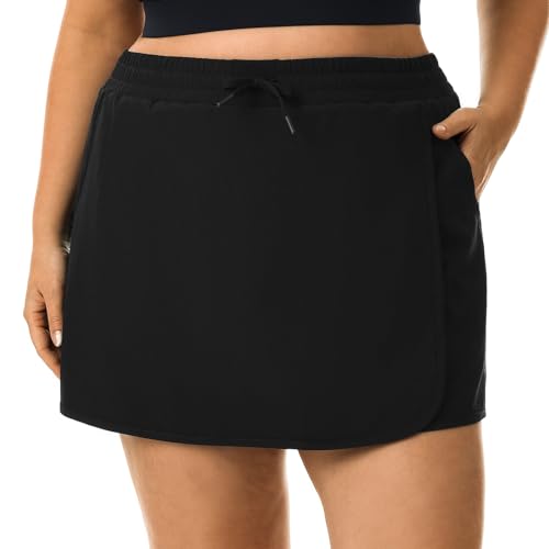HOdo Plus Size Women's Tennis Skirt with Shorts Pockets Athletic Skorts Quick Dry Golf Active Skirts for Workout Sports 1X-5X