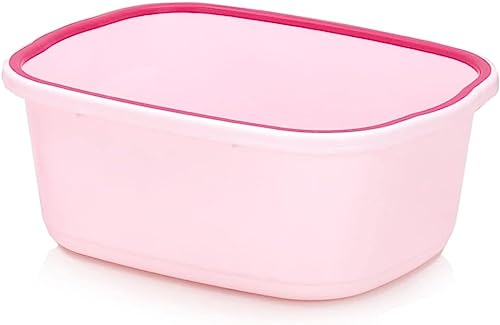 Image of DJ ENTERPRISE Multipurpose Plastic Tub 20L | Durable Rectangular Washing Tub for Laundry, Bathroom & Storage | Lightweight Household Utility Bucket | Compact Home Use | Pink