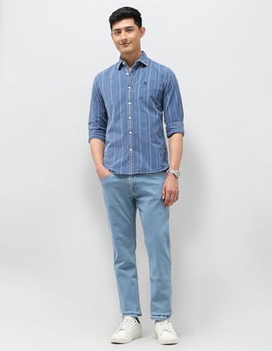 Image of U.S. Polo Assn. Denim Co. Indigo Striped Corduroy Slim Fit Men's Shirt