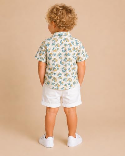 Image of A.T.U.N. (ALL THINGS UBER NICE) Boys 100% Cotton Printed Shirt | Half Sleeve Smart Casual Shirt for Kids | Soft Breathable Button Placket Top
