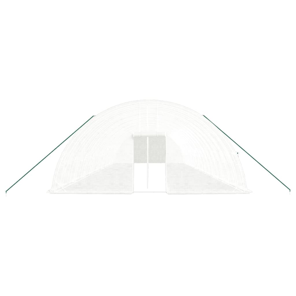 Serra con telaio in acciaio bianco, 108 m², 18 x 6 x 2,85 m, per il giardinaggio hobby, resistente alle intemperie, robusta casetta per piante con ventilazione e ampio spazio interno