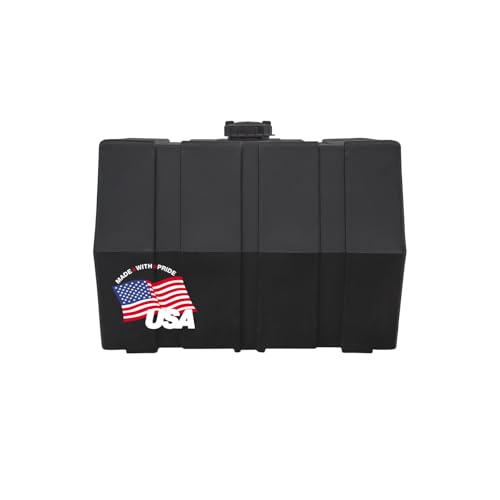 RomoTech 82123925 100 Gallon Water Tank - Horizontal Square Poly Tank for Non-Flammable Liquids UV-Resistant Storage with Molded Gallon/Liter Marks 3/4 NPT Outlet Made in USA Black