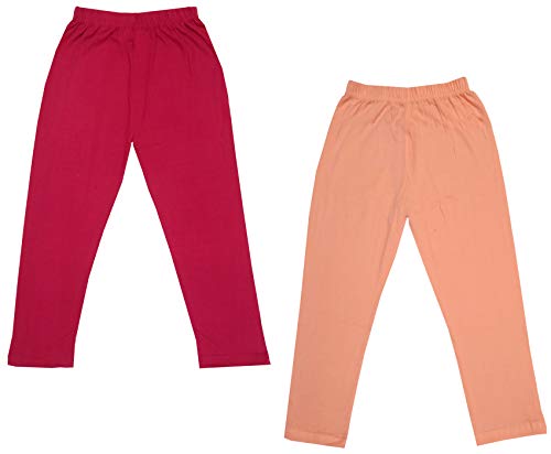 Image of IndiWeaves Girls Super Soft Cotton Solid Capri Pants (Peach, Magenta, 12-14 Years) Pack of 2