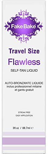 Fake Bake Flawless Travel Size Self-Tanning Liquid Spray | Streak-Free Lasting Sunless Glow For All Skin Tones | Black Coconut Scent | Includes Professional Tanning Mitt To Ease Application | 3 oz