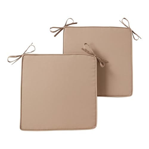 Greendale Home Fashions Outdoor 18 inch Square Patio Dining Chair Pads – Comfortable Fiber-Filled Seat Cushions with Ties, Reversible Polyester Fabric - Coronado, Set of 2
