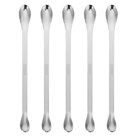 5pcs Powder Sampling Reagent Spoon Scoop Gel Tool Heads Mixing Stainless Spatula with Cm Tamper Spoons Experiment Powders Herb Cap Spatulas Filling Cover