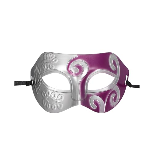 Masque de Mardi Gras pour homme demi-visage violet rétro pour bal costumé et anniversaire