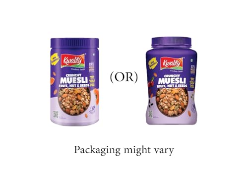 KWALITY Muesli Fruit, Nut & Seeds 900g Jar, 87% Multi Grains, No Maida, Natural Source Of Vitamin & Iron, High In Protein & Fiber, Low Fat & Cholesterol, Healthy Breakfast Cereal
