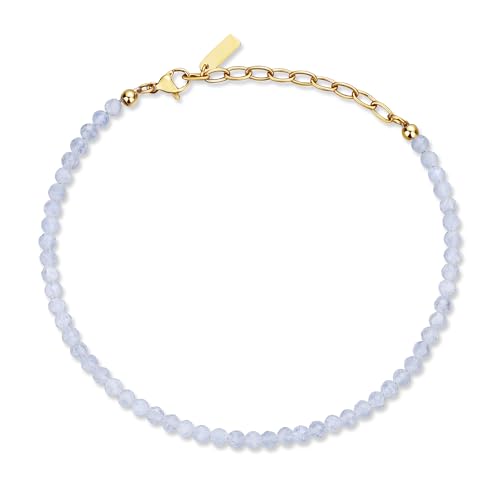 [コアイ] 4mmムーンストーン 6月誕生石 お守り 天然石 アンクレット レディース