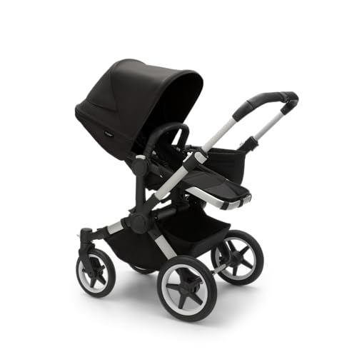 Bugaboo Donkey 5 Mono Complete - Single Stroller Converts to Side-by-Side Double Stroller, Multiple Seat Positions - Alu/Midnight Black-Midnight Black