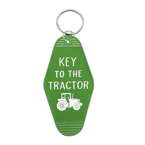 Key to The Tractor Nostalgic Motel StyleTractor Keychain Key Tag Keyring Lable Gift for Tractor Driver Farmer Farm Owner Farmhouse Off Road Driver (Green)