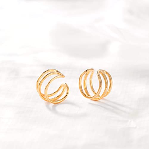 Vacrona Gold Ear Cuff 14K Gold Plated Earrings Round Cuff Sparkling Non-Pierced Earrings Helix Ear Cuff Hypoallergenic Earrings For Jewelry Gifts #TOP4