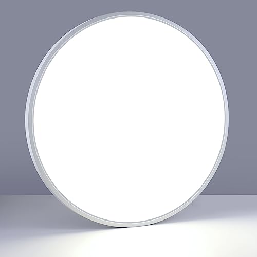 LightingWill 24 Inch LED Flush Mount Ceiling Light Fixture, 6000K Cool White, 5600LM, 45W, Flat Modern Round Lighting Fixture, 400W Equivalent White Ceiling Lamp for Kitchens, Bedrooms.etc.